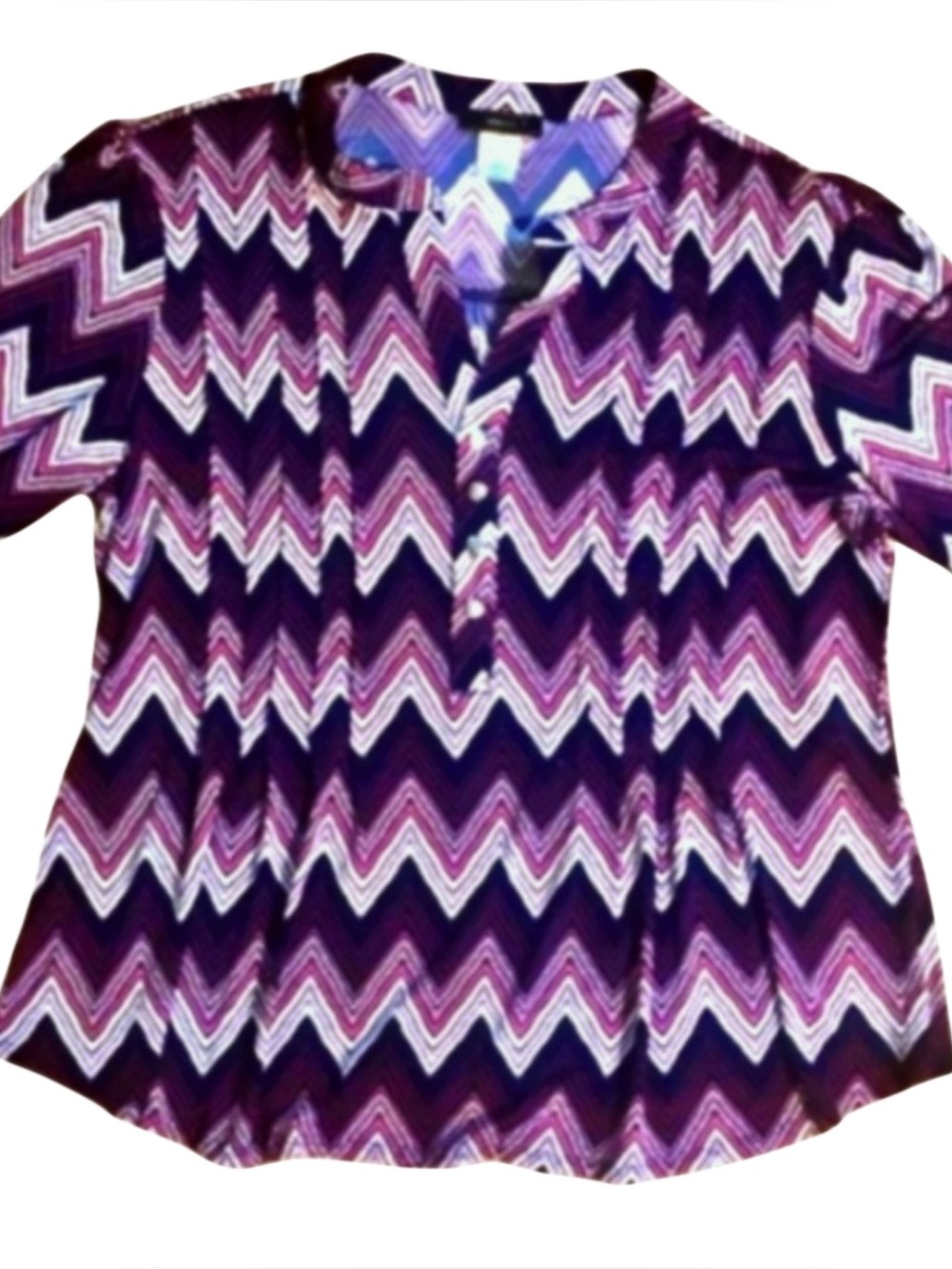 Vera Rose 3/4 Roll Up Sleeve Chevron Print Tunic Size L